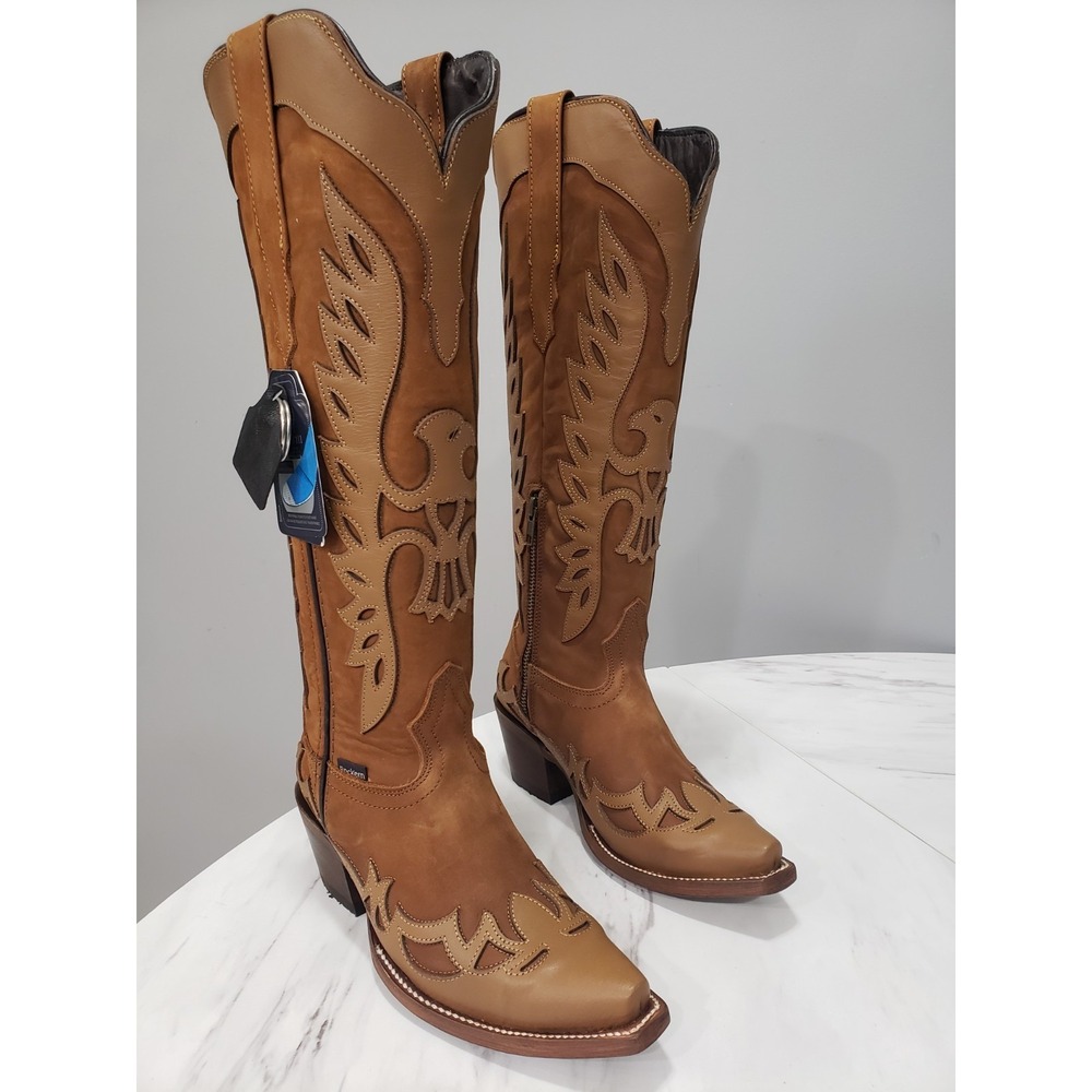 NEW ROCK EM SIZE US 5 / MEXICO 22 KAT TALL TOBACCO SNIP TOE COWGIRL BOOT COWBOY